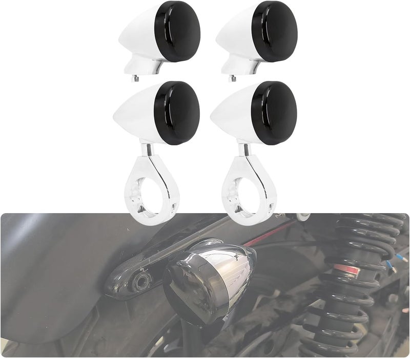 CARGLETRUE LED Turn Signal Light Indicator Blinker 39mm 41mm Fork Clamp Front Rear Fit For Harley Sportster XL 1200 883 (Chrome Black) - Image 2